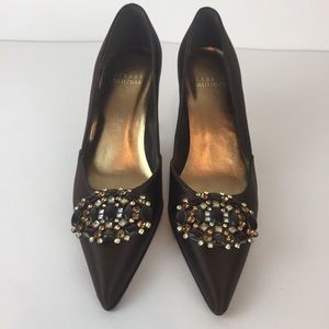 Stuart Weitzman Brown Satin Formal Pumps Sz 5.5